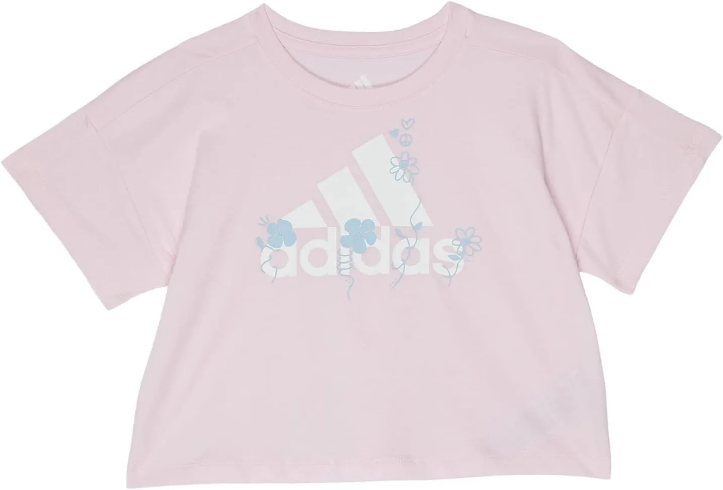 adidas Girls' Baby Short Sleeve Tee T-Shirt, Pink Blue Print, 5