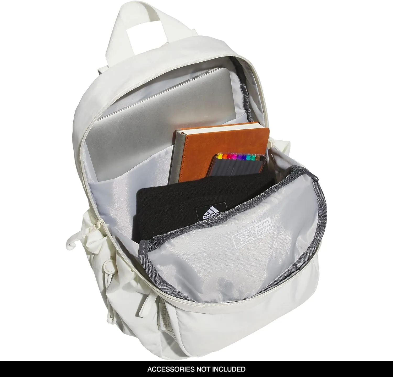adidas Weekender Mini Backpack for Women and Men, Small Fashion Bag with Laptop Sleeve, Off White, One Size