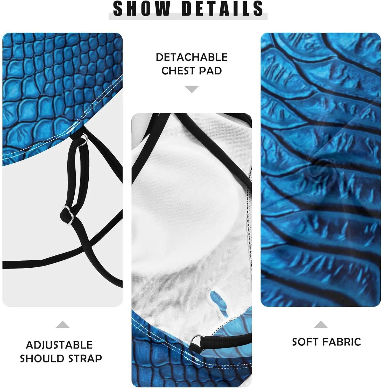 Aflyko Women Tankini Tops Fancy Snakeskin Luxury Blue Cross Back Swim Shirts