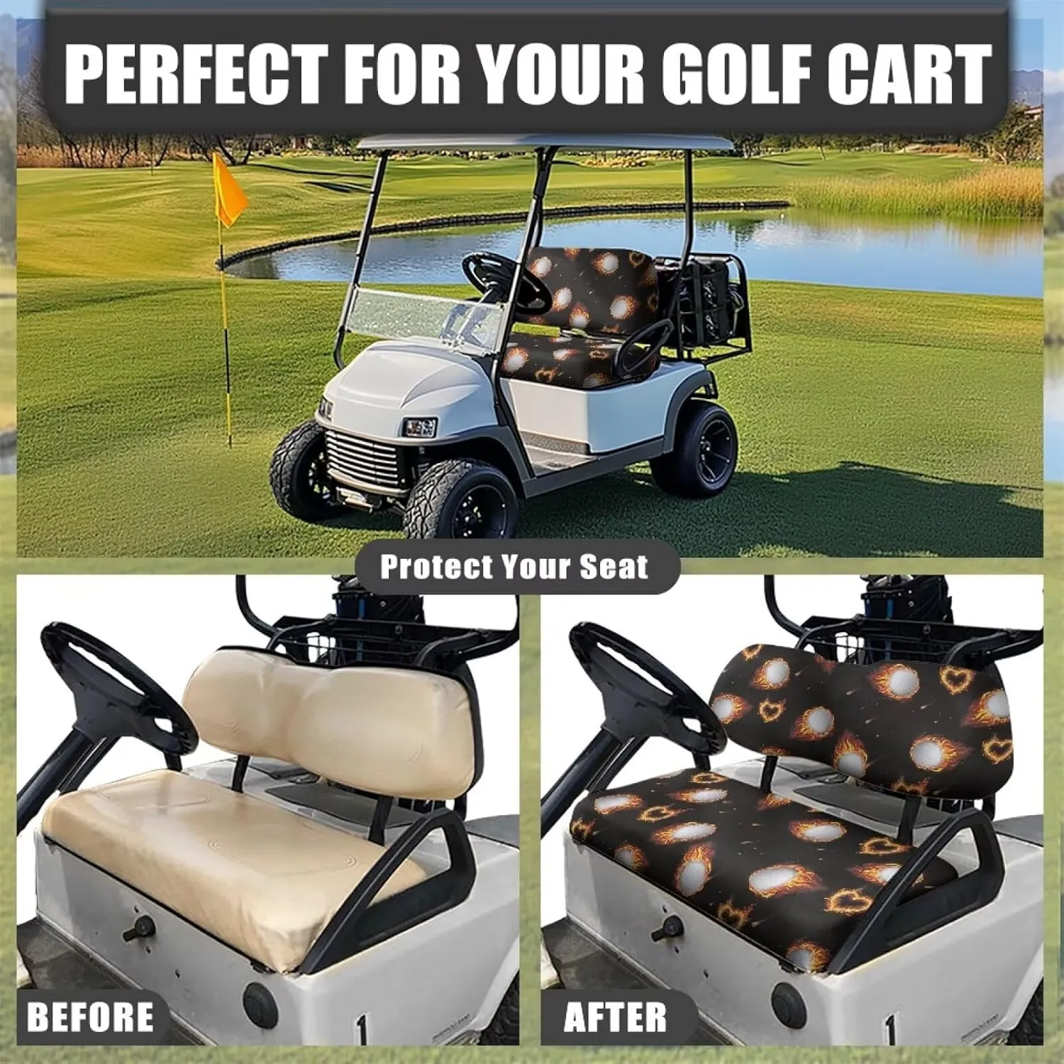 AFPANQZ Golf Cart Seat Cover for Summer - Breathable, Anti-Hot, Waterproof Easy to Install and Clean Golf Cart Blanket