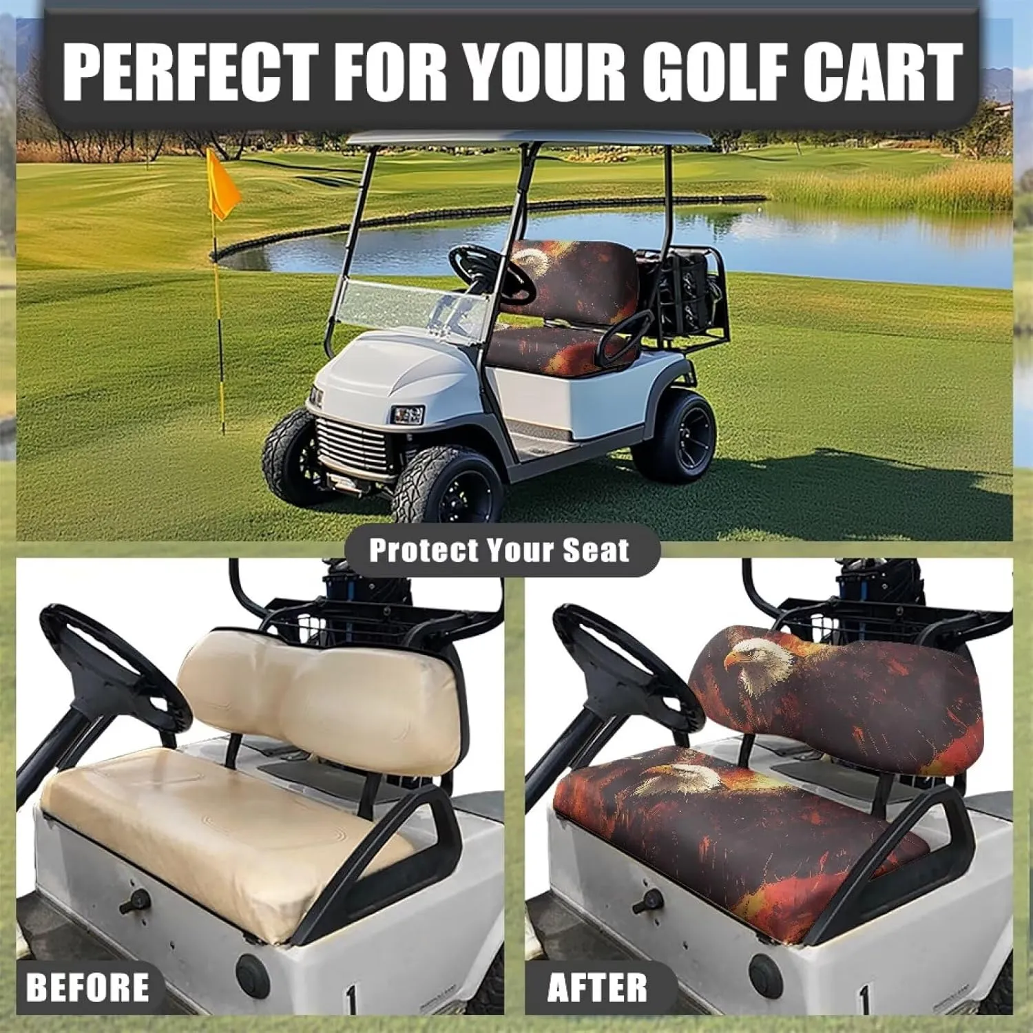 AFPANQZ Golf Cart Seat Cover for Summer - Breathable, Anti-Hot, Waterproof Easy to Install and Clean Golf Cart Blanket