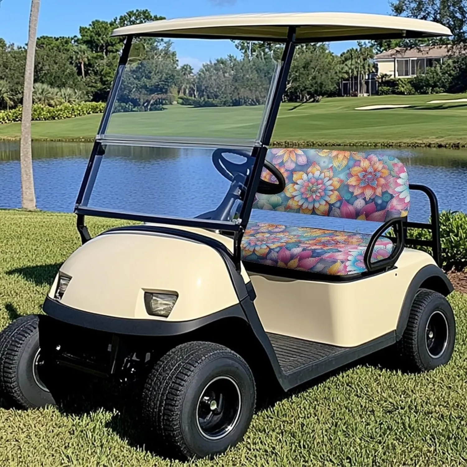 AFPANQZ Golf Cart Seat Cover - Universal Fit for Most 2-Person Golf Carts Washable Golf Cushion Protection Cover