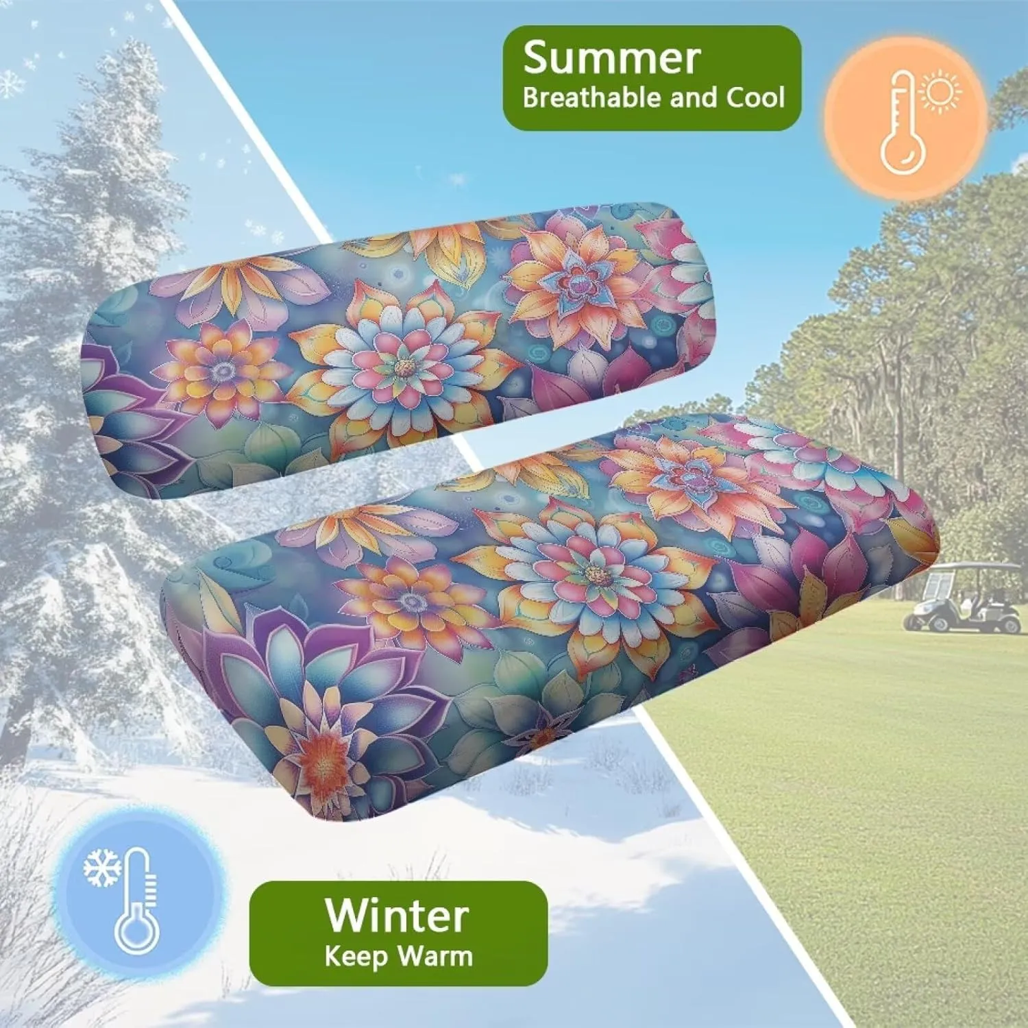 AFPANQZ Golf Cart Seat Cover - Universal Fit for Most 2-Person Golf Carts Washable Golf Cushion Protection Cover