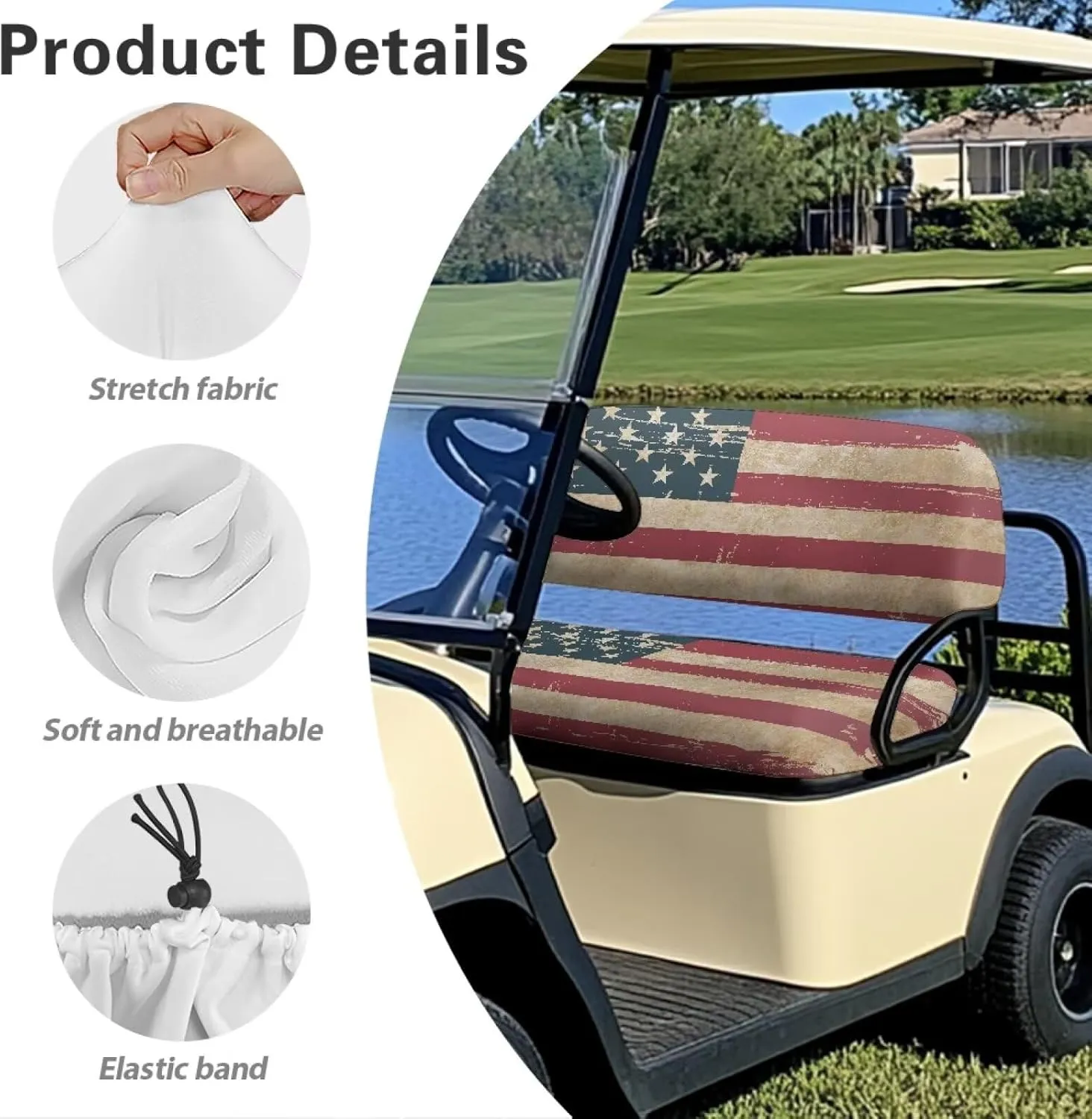 AFPANQZ Universal Golf Cart Seat Cover - Fits Most 2-Person Golf Carts Easy to Install, Club Car Decoration & Protection