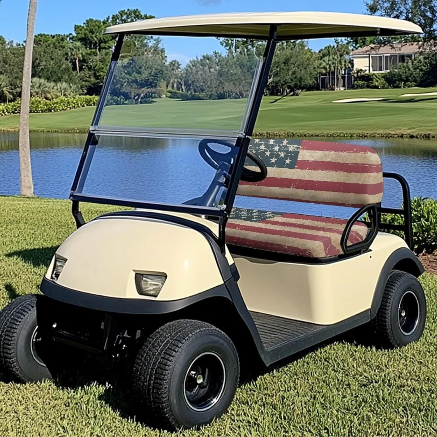 AFPANQZ Universal Golf Cart Seat Cover - Fits Most 2-Person Golf Carts Easy to Install, Club Car Decoration & Protection