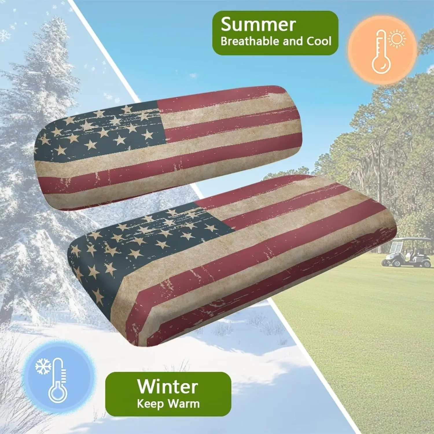AFPANQZ Universal Golf Cart Seat Cover - Fits Most 2-Person Golf Carts Easy to Install, Club Car Decoration & Protection