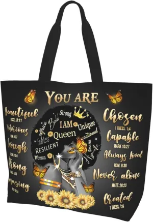 African American Queen Handbag Black - Fashion Shoulder Tote Bag