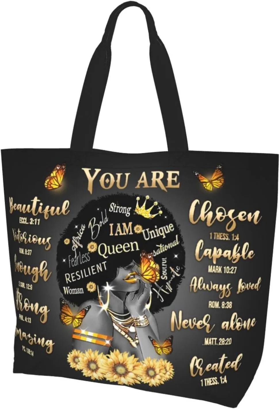 African American Queen Handbag Black - Fashion Shoulder Tote Bag