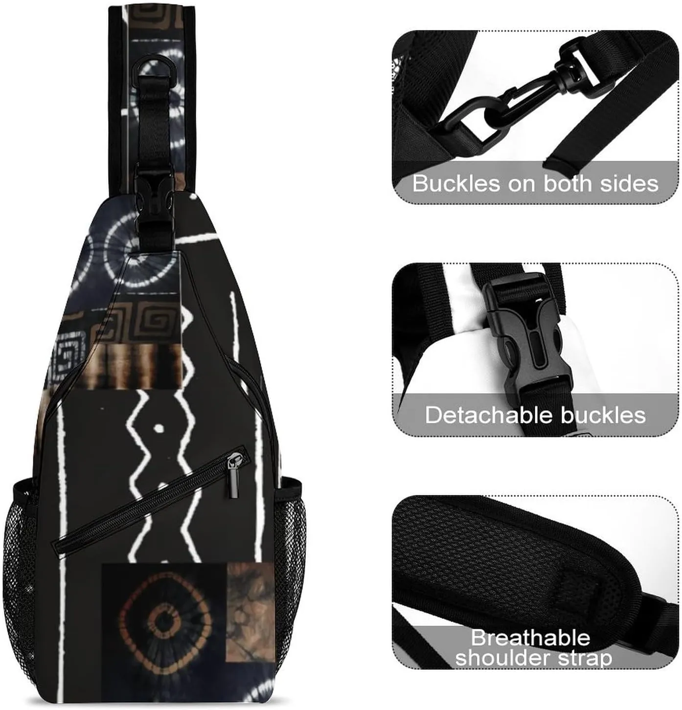 African Jungle Tribal Digital Pattern Print A Spacious And Large Capacity Portable Adjustable Chest Bag