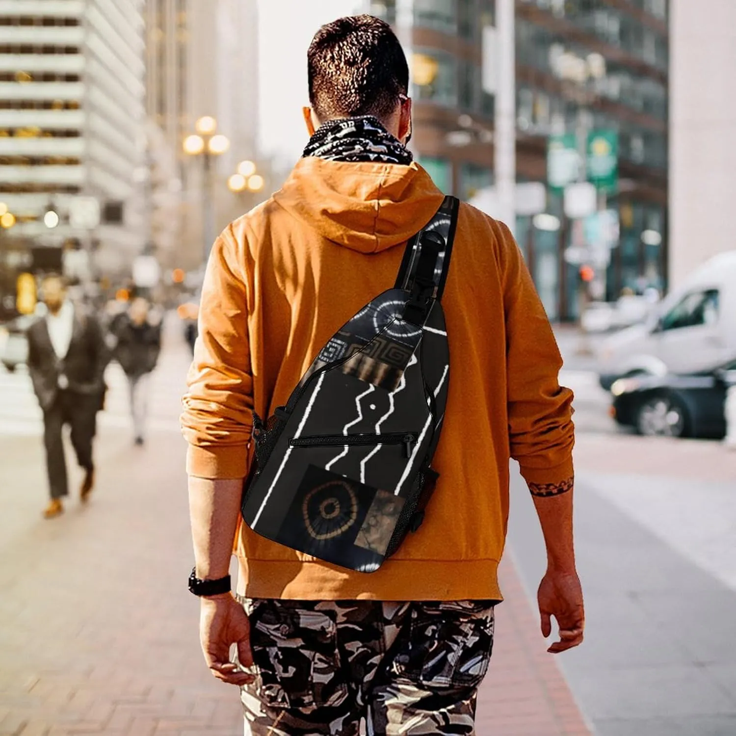 African Jungle Tribal Digital Pattern Print A Spacious And Large Capacity Portable Adjustable Chest Bag