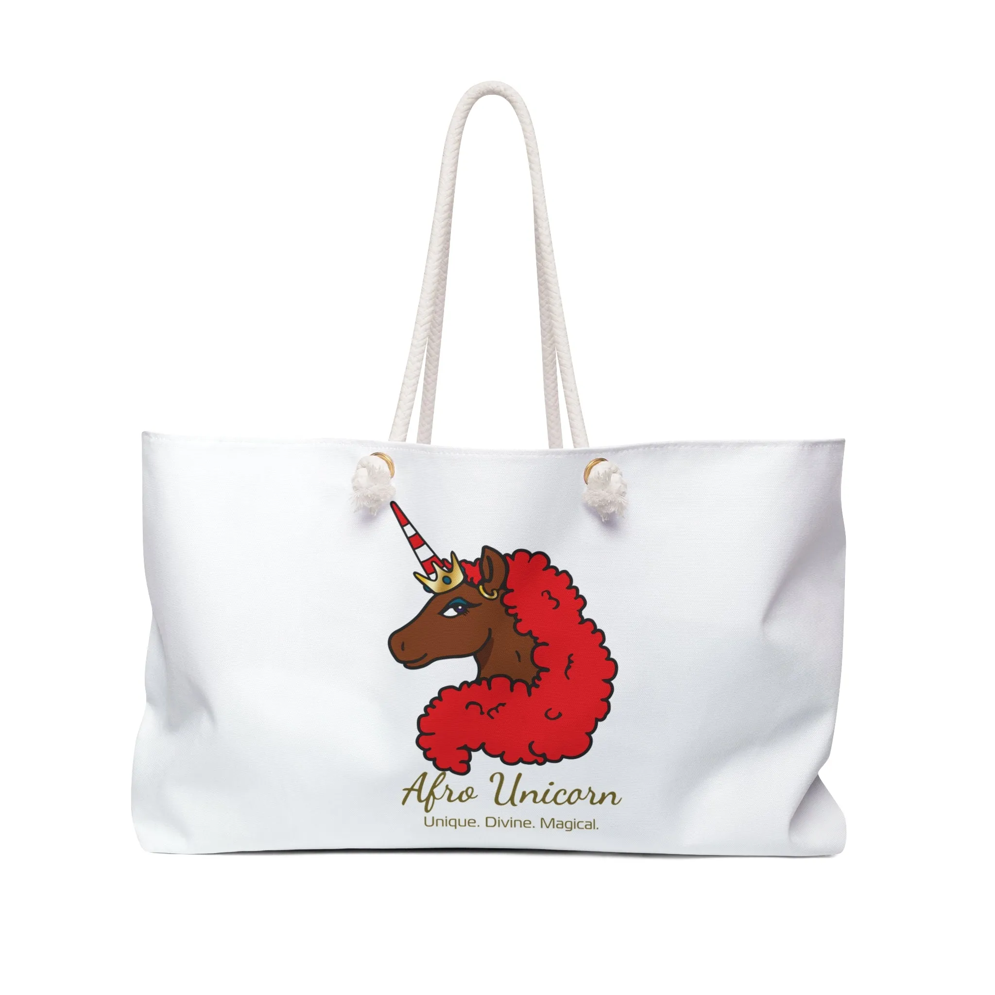 Afro Unicorn Weekender Bag - Crimson & Cream