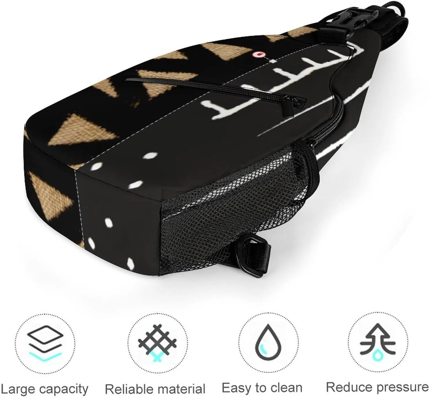 Afrocentric Mud Cloth Print A Spacious And Large Capacity Portable Adjustable Chest Bag
