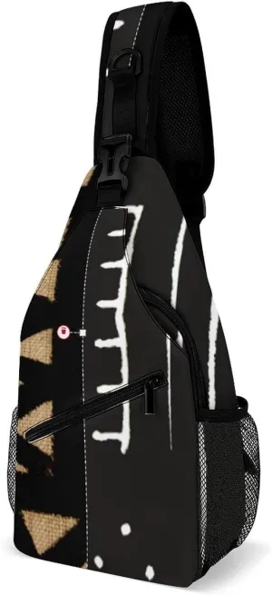 Afrocentric Mud Cloth Print A Spacious And Large Capacity Portable Adjustable Chest Bag