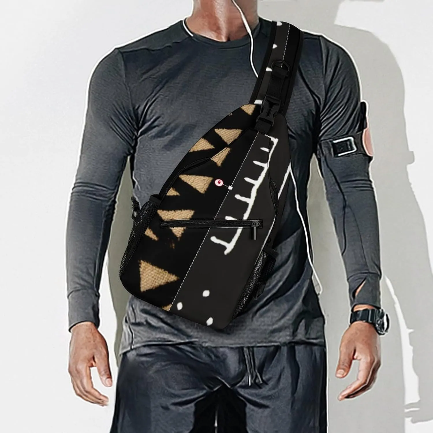 Afrocentric Mud Cloth Print A Spacious And Large Capacity Portable Adjustable Chest Bag