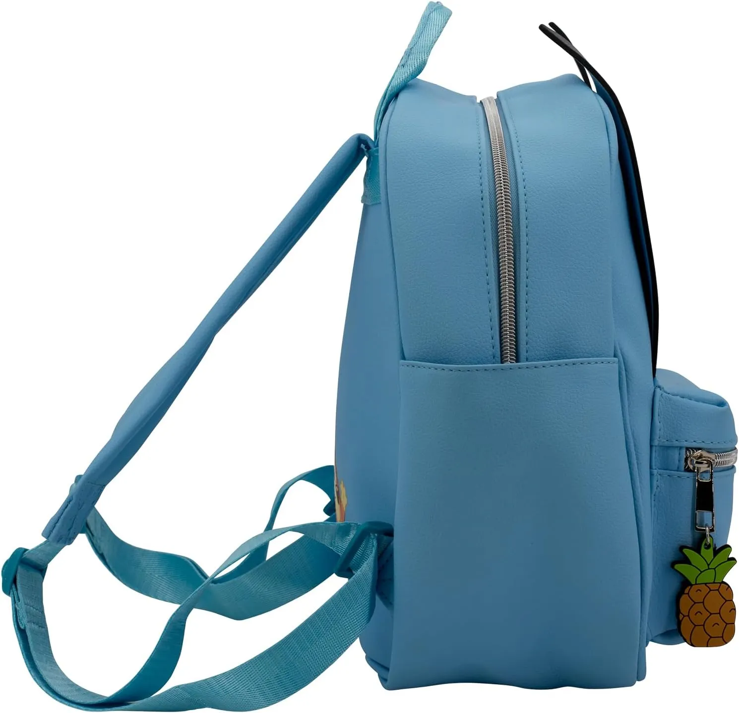 AI ACCESSORY INNOVATIONS Bluey Big Face Mini Cosplay PU Backpack Purse, Shoulder Bag with Epoxy Filled Metal Pineapple Charm, 10.5 Inch, Adjustable Straps, Faux Leather