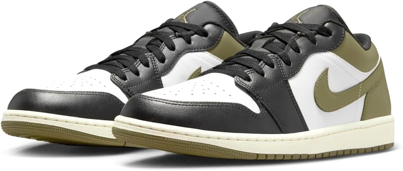 Air Jordan 1 Low Men's Shoes (Black/Medium Olive/White)