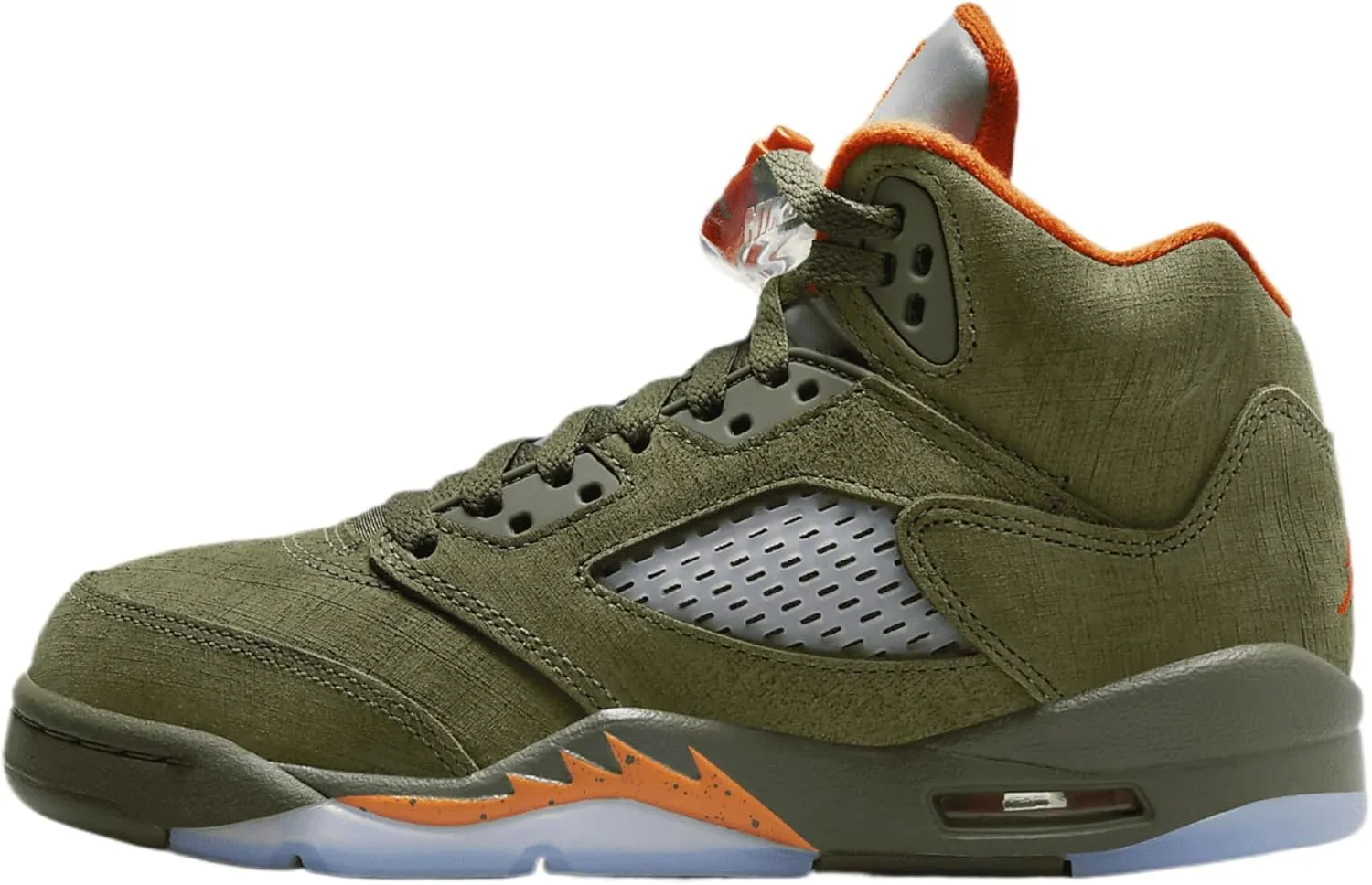 Air Jordan 5 Retro Big Kids' Shoes (Army Olive/Solar Orange)