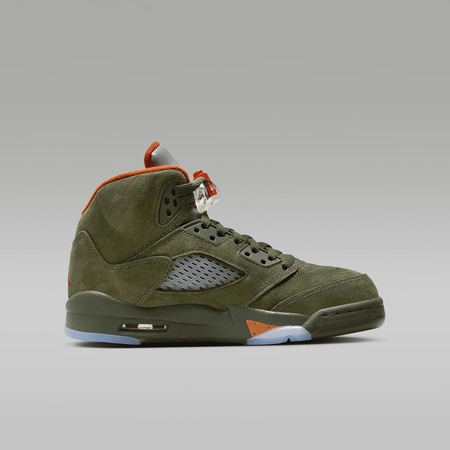 Air Jordan 5 Retro Big Kids' Shoes (Army Olive/Solar Orange)