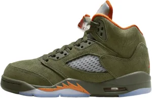 Air Jordan 5 Retro Big Kids' Shoes (Army Olive/Solar Orange)