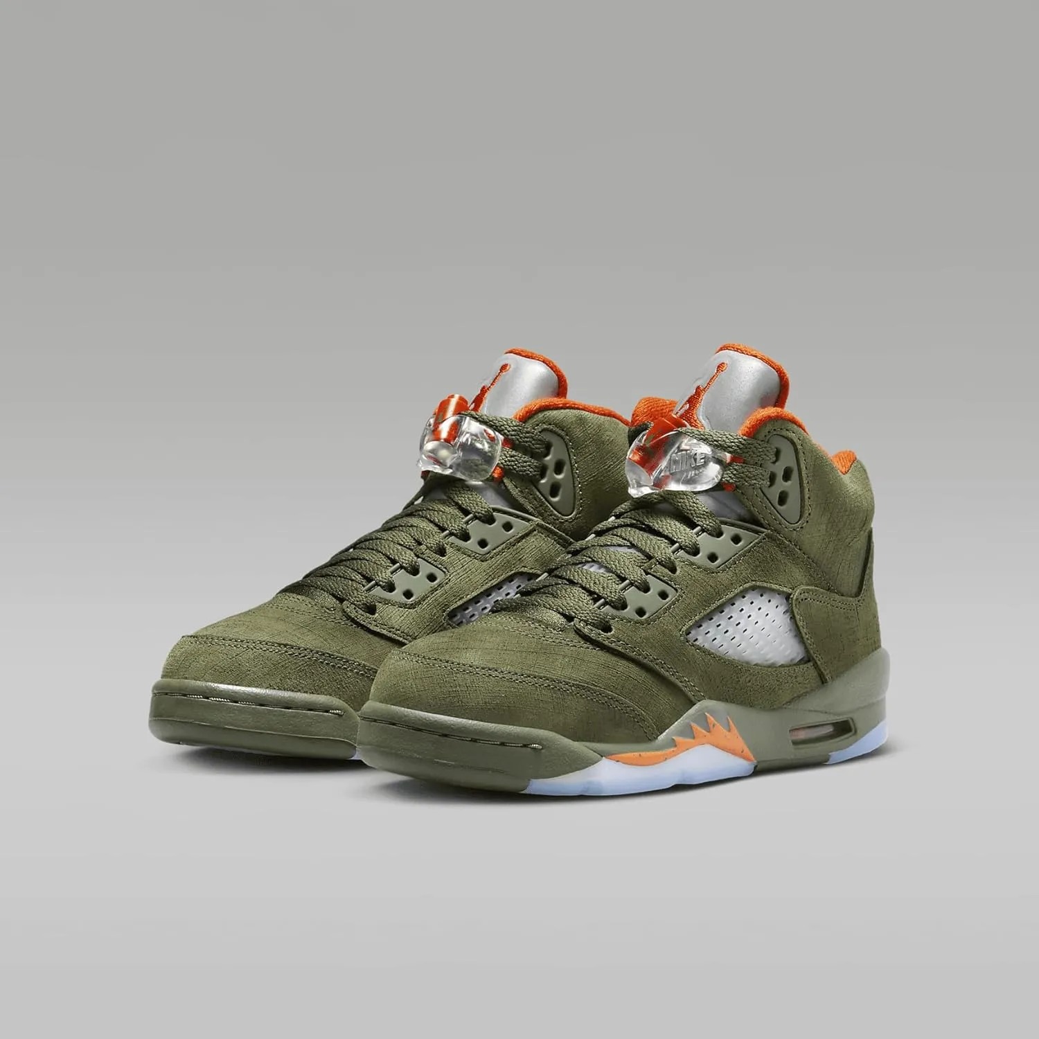 Air Jordan 5 Retro Big Kids' Shoes (Army Olive/Solar Orange)