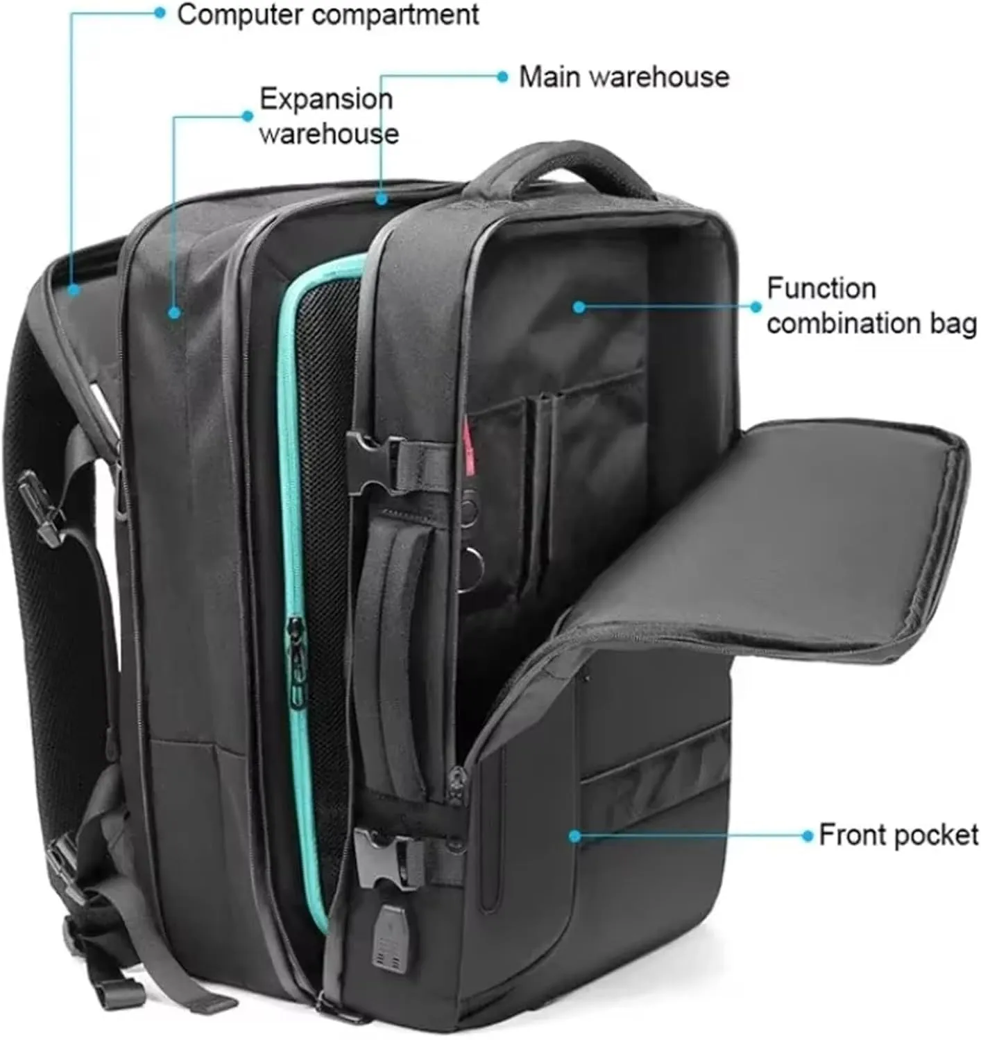 Airback Backpack with Pump 60L Expandable Vacuum Seal Compression Travel Backpacks Water Resistant 17 inch School Laptop Backpack for Airplane(Green, With Air Pump)