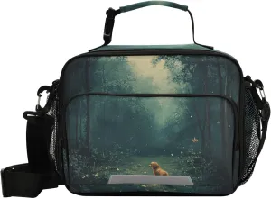ALAZA Cute Dog Forest Insulated Lunch Bag Portable Reusable Cooler Lunch Tote Bag with Shoulder Strap for Women Men Work Office Picnic College