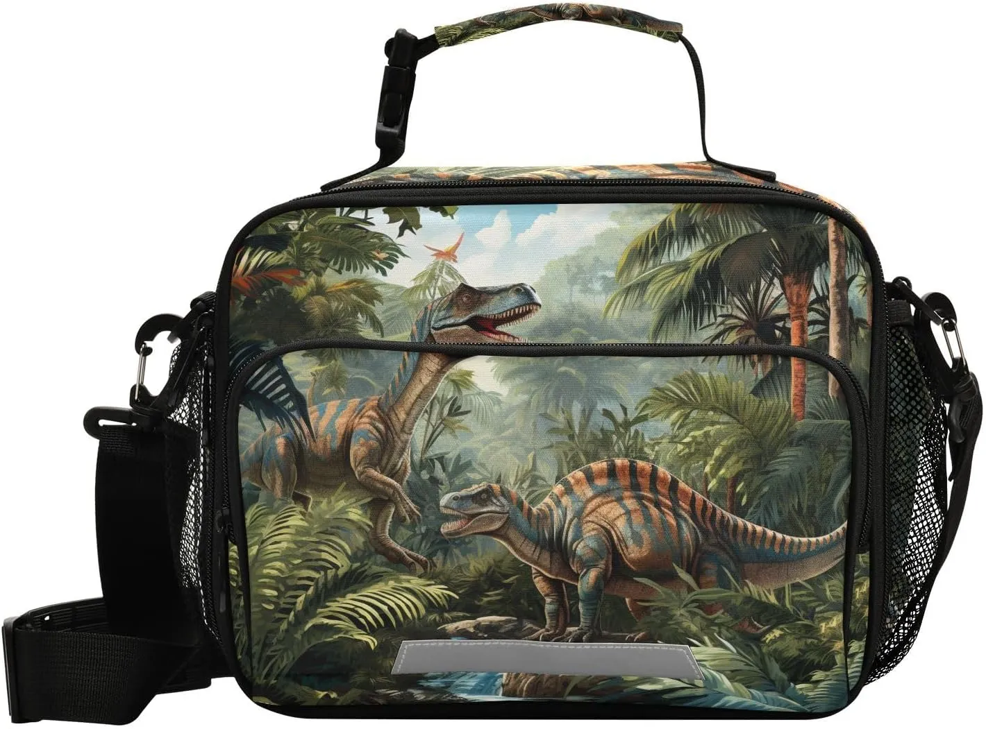 ALAZA Dinosaurs in Tropical Jungle Forest Insulated Lunch Bag Portable Reusable Cooler Lunch Tote Bag with Shoulder Strap for Women Men Work Office Picnic College