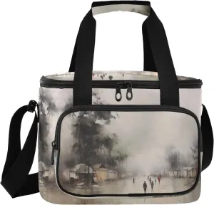 ALAZA Large Lunch Bag Insulated Cooler Bag Soft Lunch Box Fog Painting Waterproof Leakproof Beach Travel Picnic Portable