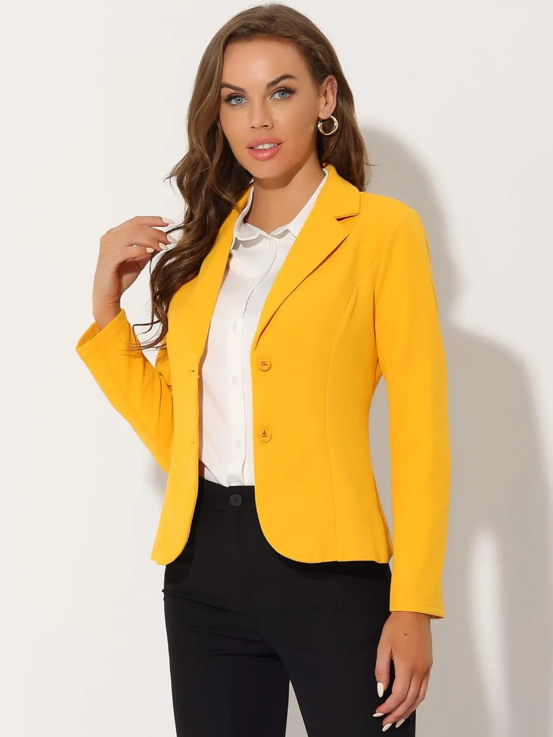 Allegra K Women's Work Office Blazer Stretch Lapel Collar Long Sleeve Jacket Suit Blazer