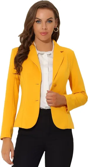 Allegra K Women's Work Office Blazer Stretch Lapel Collar Long Sleeve Jacket Suit Blazer