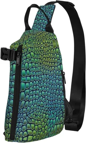 Alligator Skin Print Trend Casual Crossbody Chest Bag Leisure Travel For Men And Women Crossbody Bag, Black