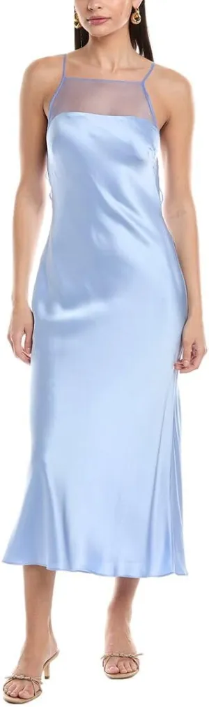 Amanda Uprichard Womens Silk Below Knee Midi Dress