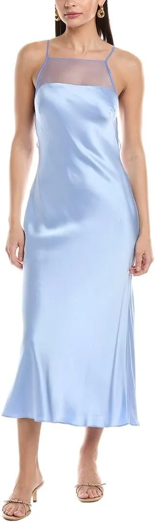 Amanda Uprichard Womens Silk Below Knee Midi Dress