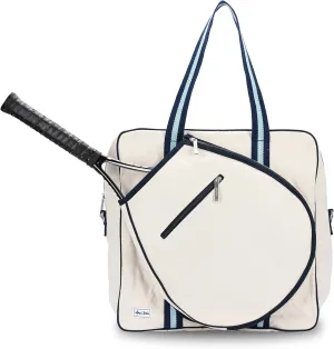 Ame & Lulu Hamptons Tennis Tour Bag - Removable Adjustable Straps - Exterior Pocket Fits Two Racquets