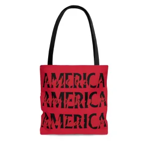 American Home in Red AOP Tote Bag