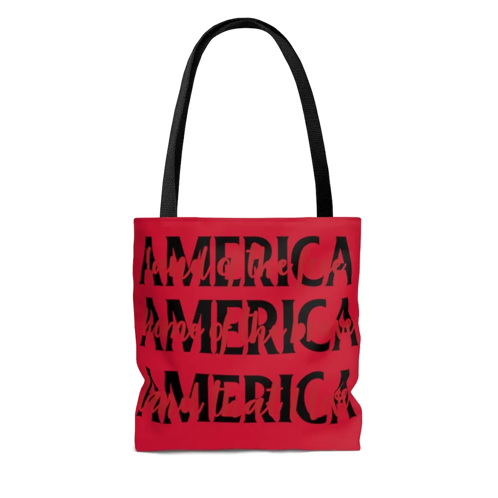 American Home in Red AOP Tote Bag