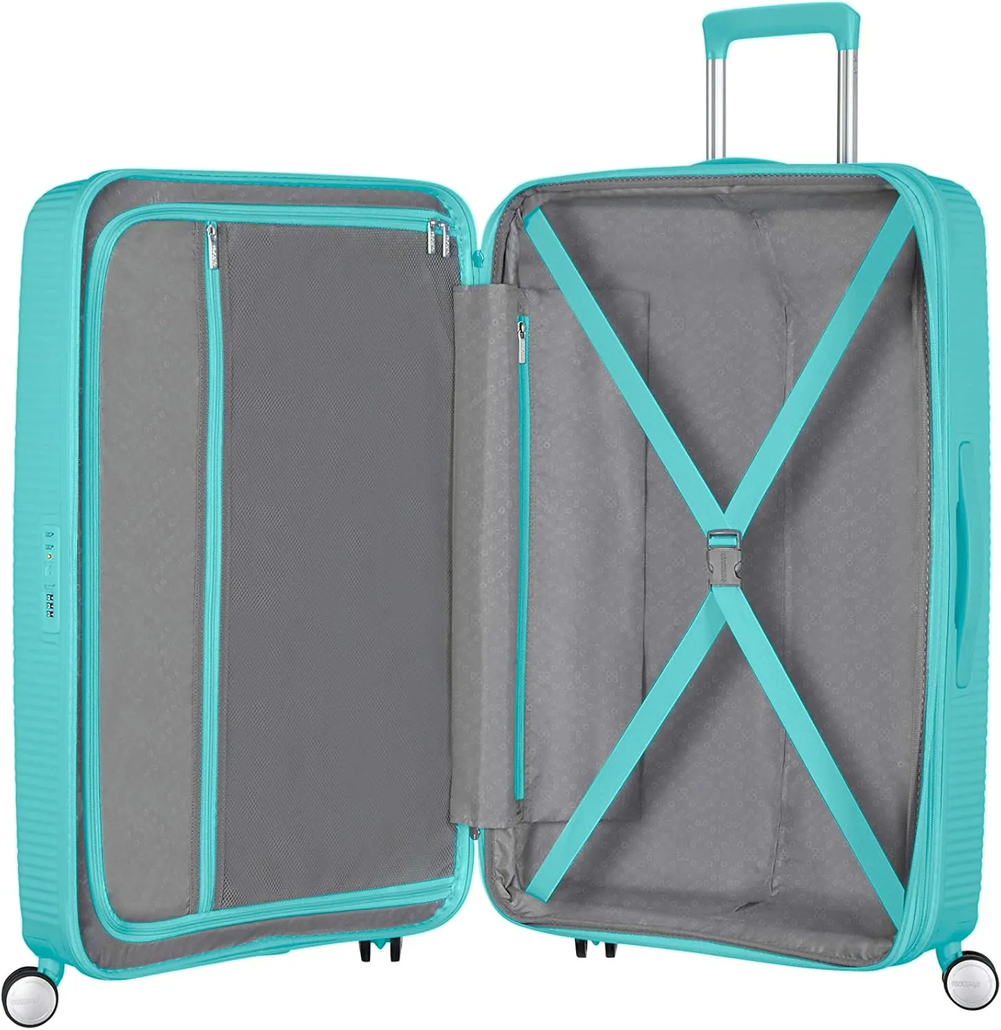 American Tourister Unisex_Adult Soundbox, Blue (Poolside Blue), Spinner M EXP (67 cm-71.5/81 L)