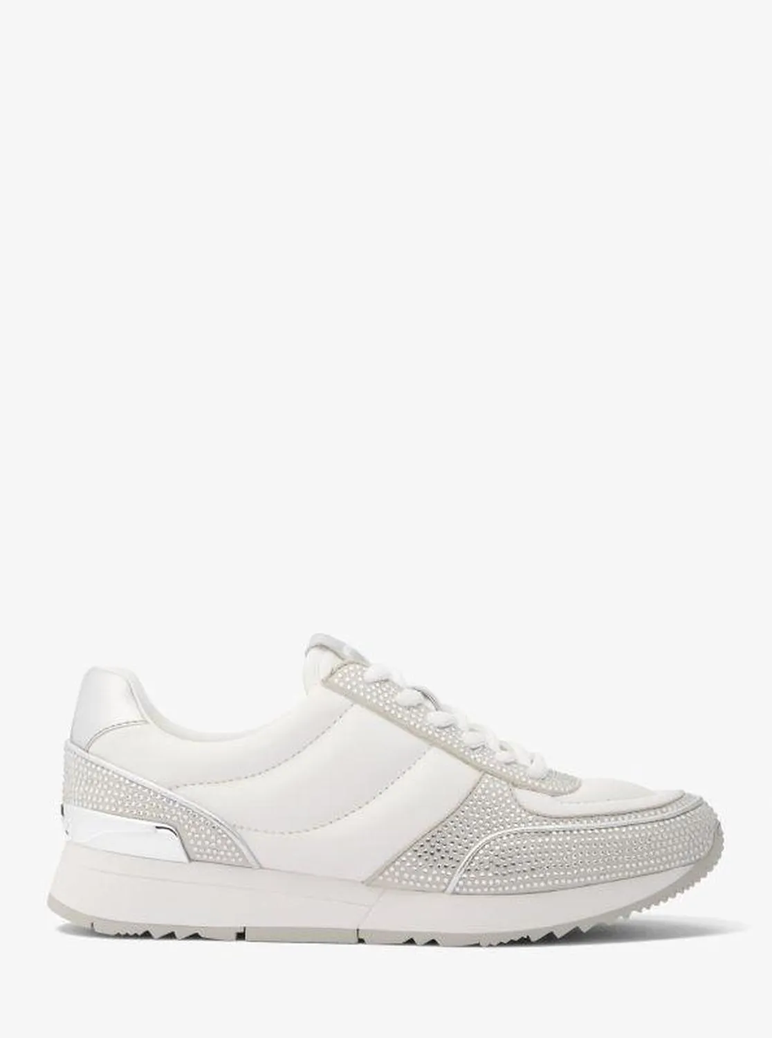 Andi Embellished Quilted Leather and Metallic Trainer