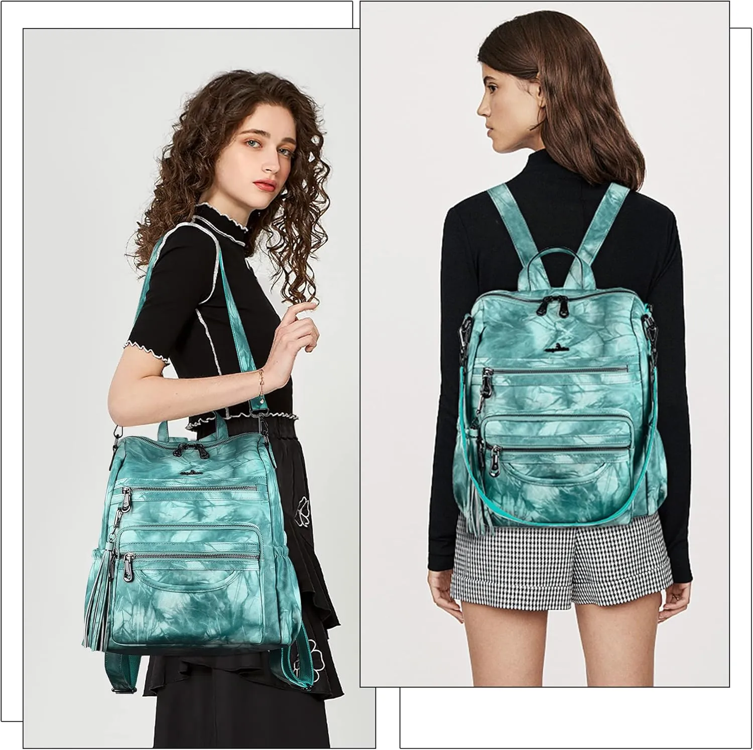 Angel Kiss Women's Backpacks & Purse - PU Leather Zipper Casual Backpacks & Shoulder Bags