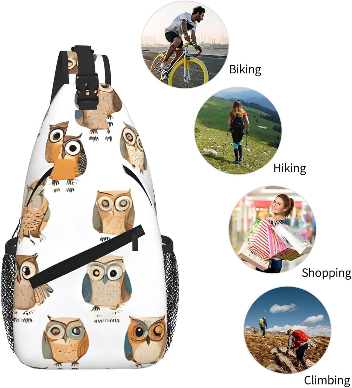 Animal Cartoon Owls Cute Print Cross Chest Bag Diagonally For Short-Distance Travel And Daily Use