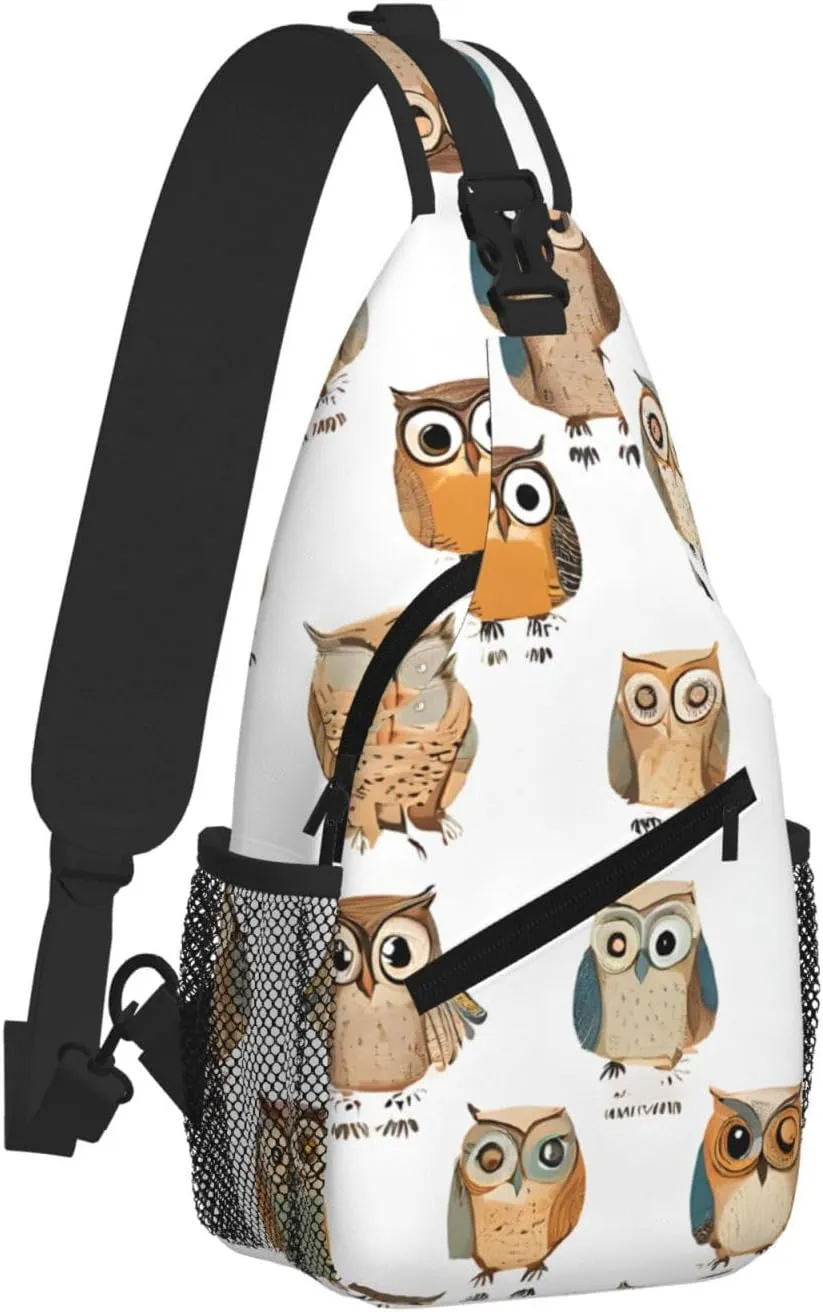 Animal Cartoon Owls Cute Print Cross Chest Bag Diagonally For Short-Distance Travel And Daily Use
