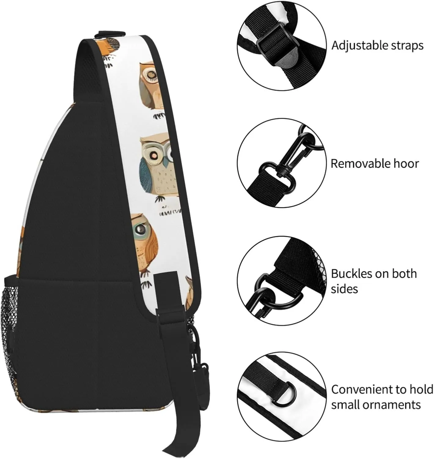 Animal Cartoon Owls Cute Print Cross Chest Bag Diagonally For Short-Distance Travel And Daily Use