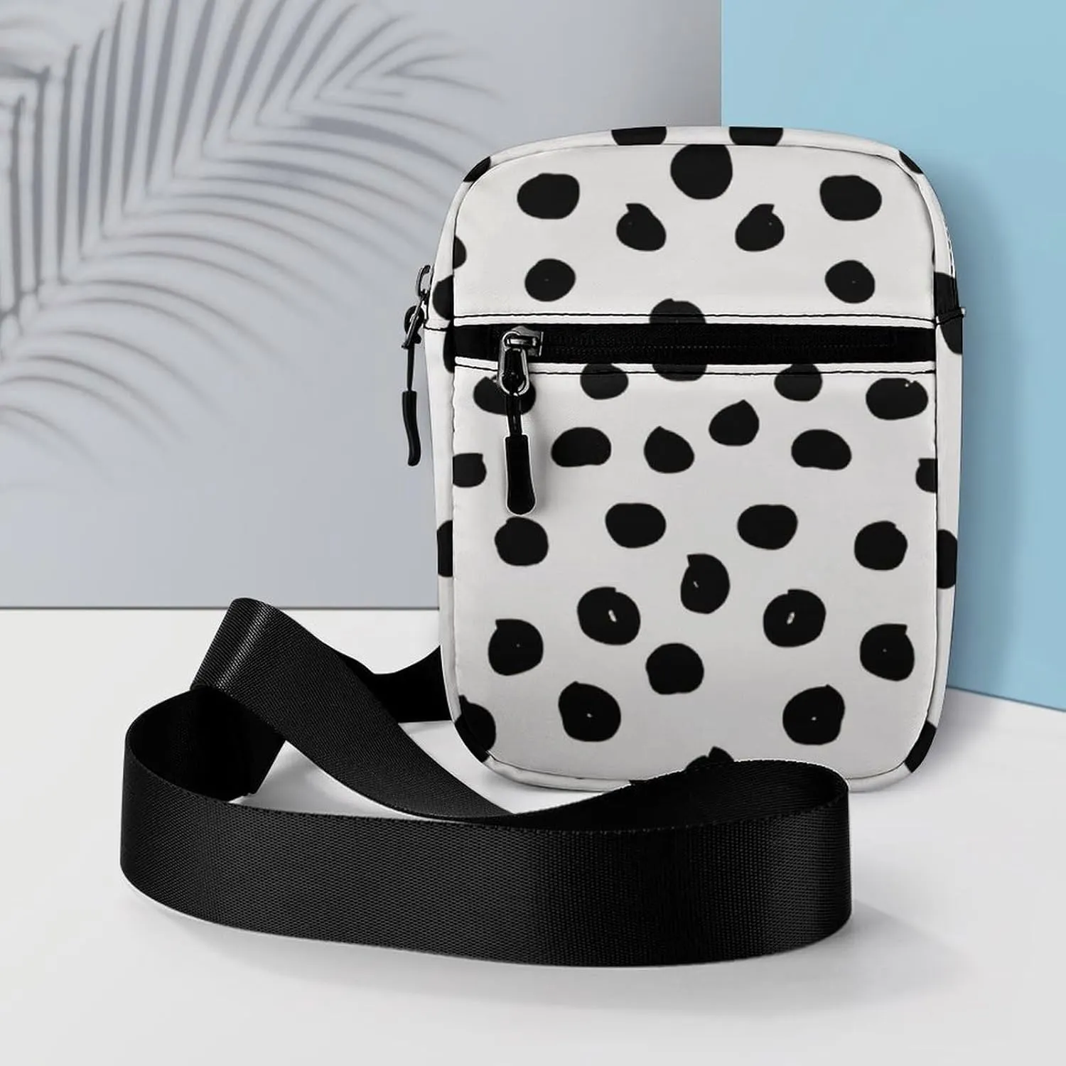 Animal Print Dots Black White Dalmatian Detachable Shoulder Strap Small Shoulder Bag Unisex