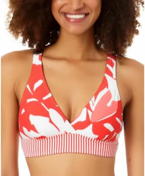 Anne Cole Womens Printed Banded Bikini Swim top Orange M