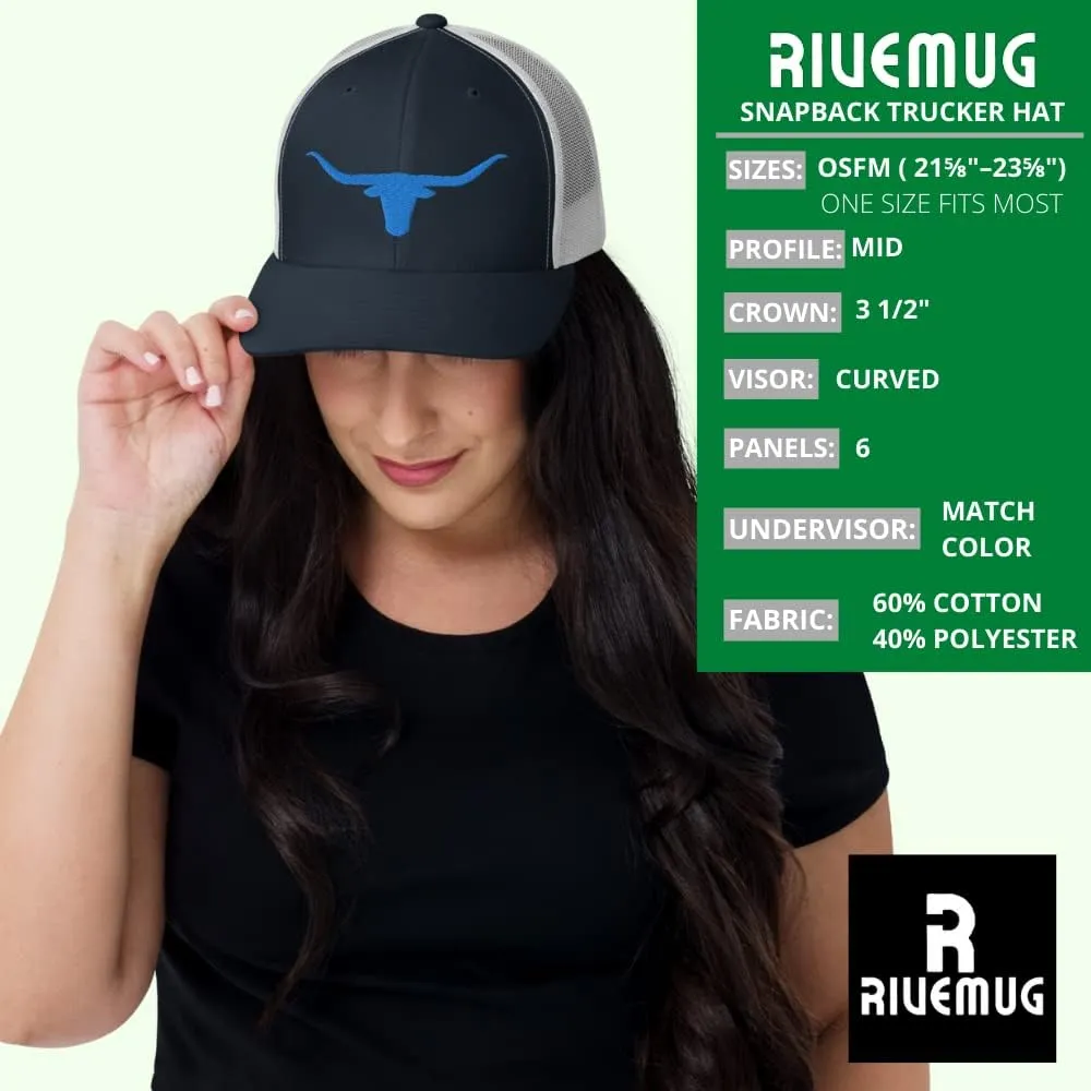 Aqua Western Texas Trucker Hat Light Blue Longhorn Country Hat Rodeo Cowboy Farm Ranch Snapback Cap Men Women