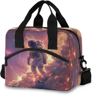 Astronauts in Space Field Lunch Box for Men Women Adults Insulated Lunch Bag Cooler Bag with Adjustable Shoulder Strap for Work Picnic Travel329