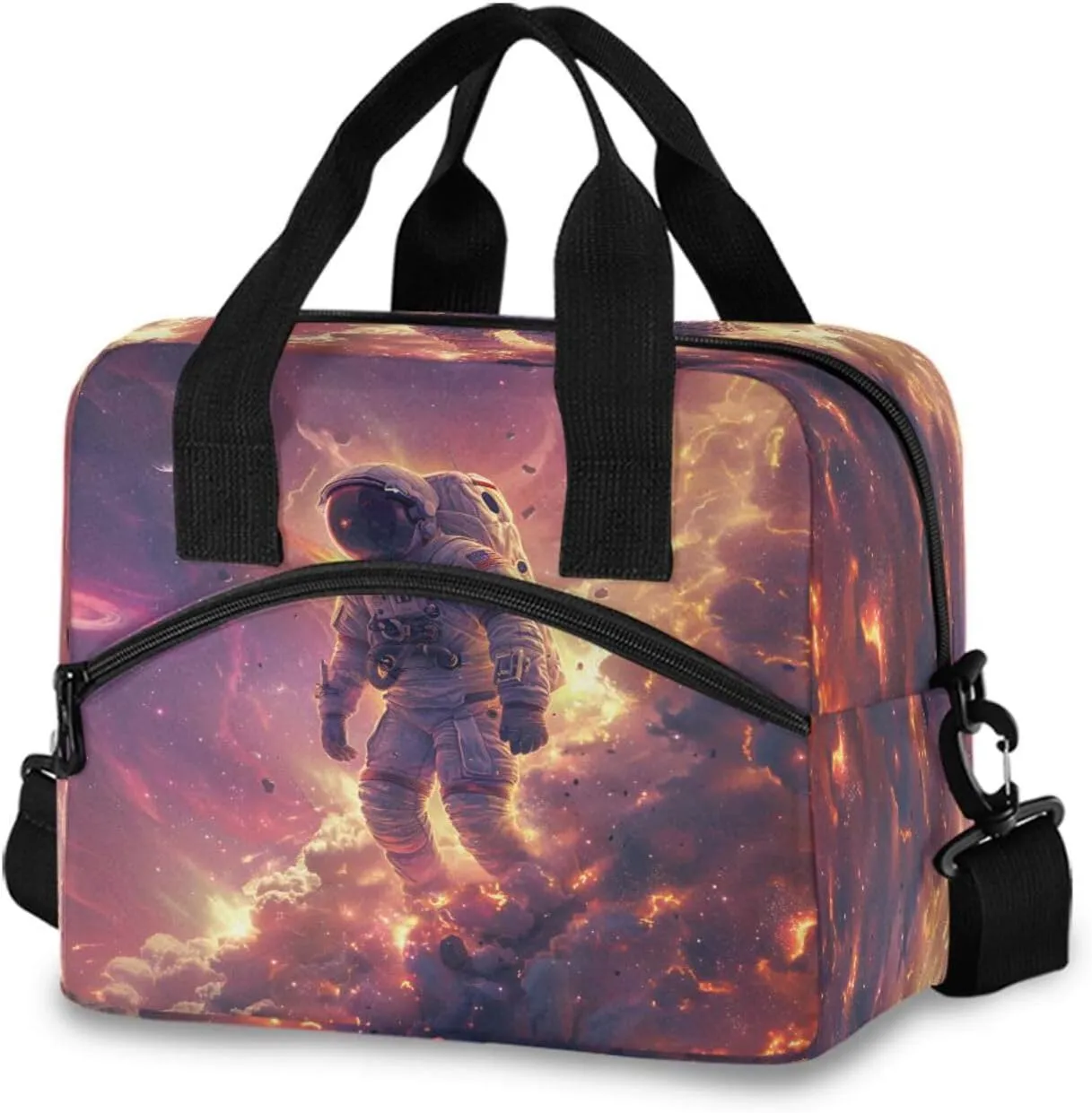 Astronauts in Space Field Lunch Box for Men Women Adults Insulated Lunch Bag Cooler Bag with Adjustable Shoulder Strap for Work Picnic Travel329