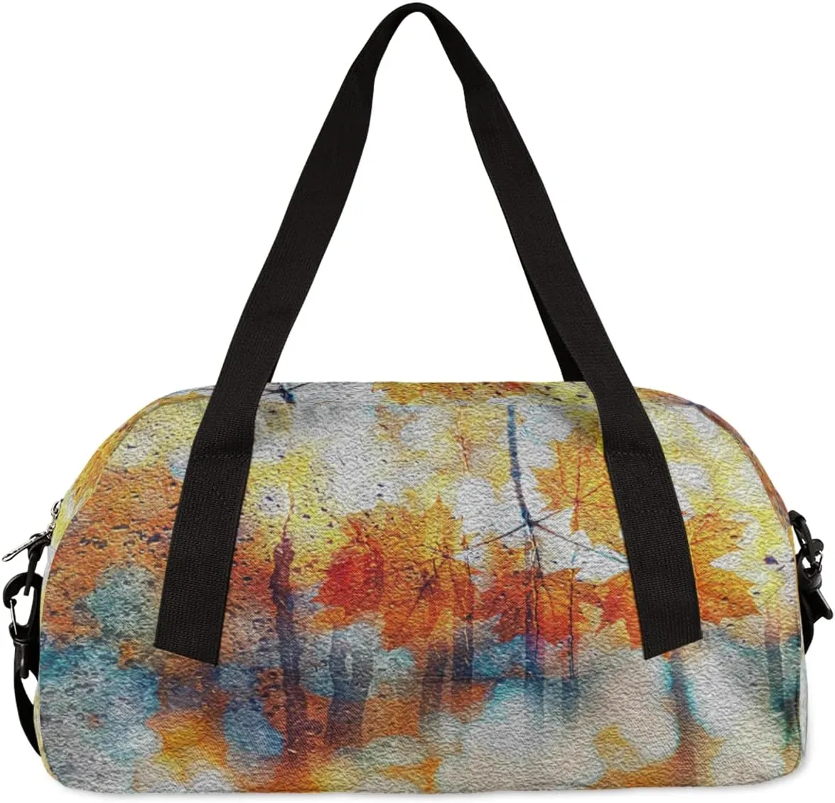 Autumn Thanksgiving Art Leaves Kids Duffel Bag for Girls Boys Teens, Oil Painting Dance Bag Overnight Small Duffel Bag Carry On Weekend Sports Gym Travel Bag for School Practice Gymnastics Ballet