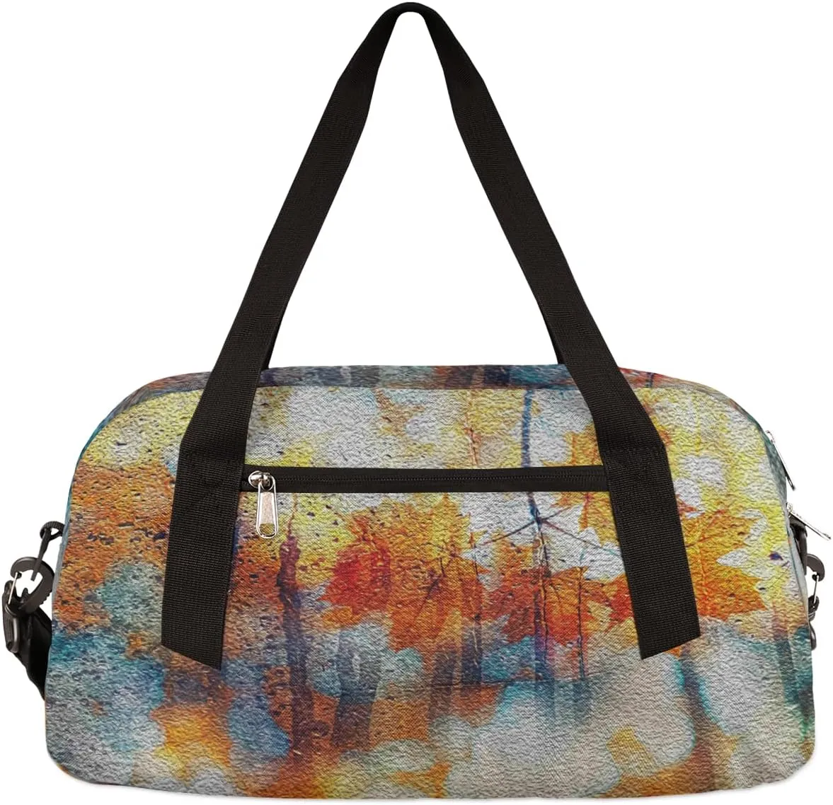 Autumn Thanksgiving Art Leaves Kids Duffel Bag for Girls Boys Teens, Oil Painting Dance Bag Overnight Small Duffel Bag Carry On Weekend Sports Gym Travel Bag for School Practice Gymnastics Ballet