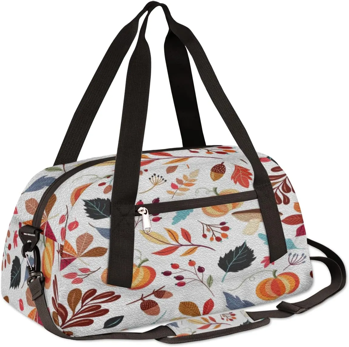Autumn Thanksgiving Pumpkin Leaves Kids Duffel Bag for Girls Boys Teens, Oil Painting Dance Bag Overnight Small Duffel Bag Carry On Weekend Sports Gym Travel Bag for School Practice Gymnastics Ballet